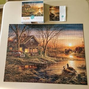 Buffalo Games Terry Redlin Shoreline Neighbors 1000 Pc Jigsaw Puzzle w Poster